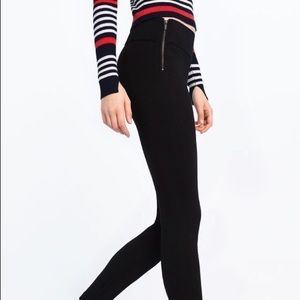 Zara Trafaluc Thick High Rise Skinny Leggings With Zippers